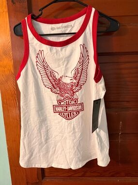 Harley-Davidson womans White & Red Eagle Logo Tank Top